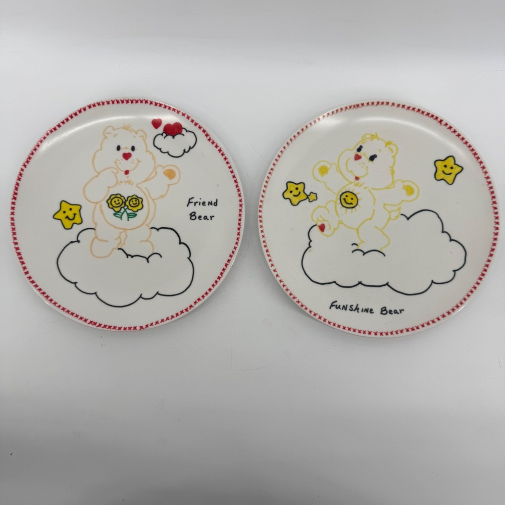 Vintage Care Bears Texas Ware Melamine Plates Set of 2 Friend & Funshine Bear
